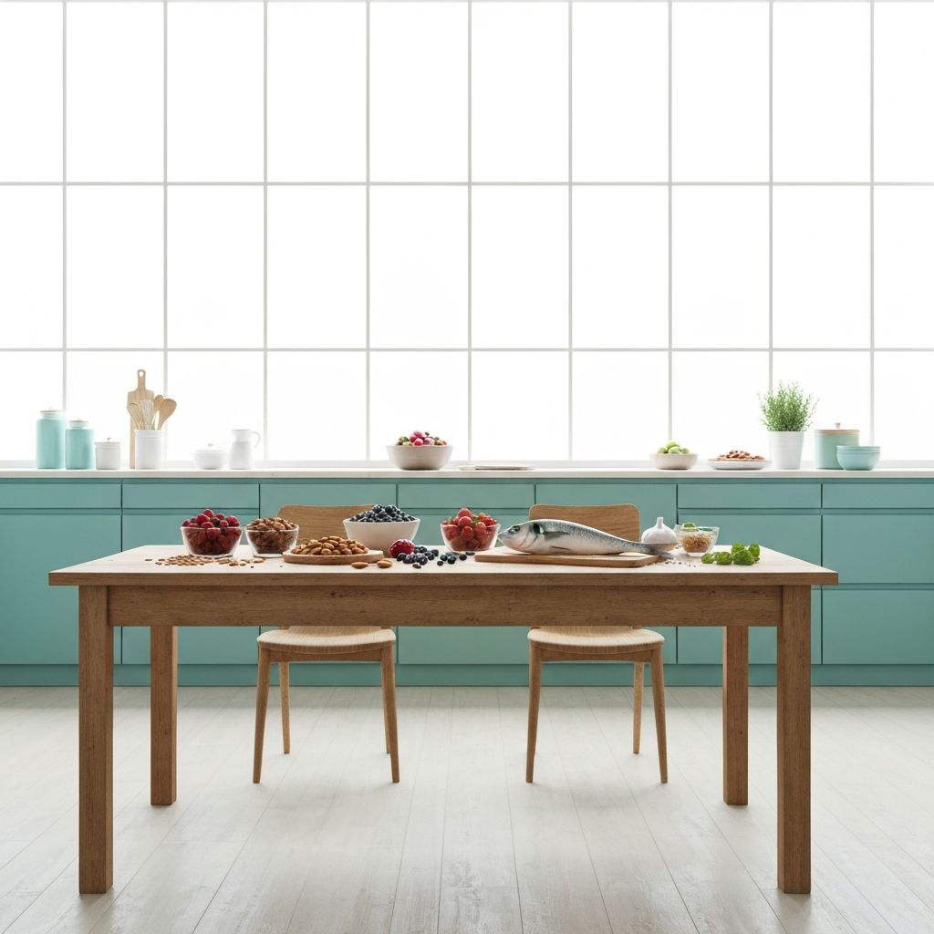 Nowoczesna jasna kuchnia z naturalnymi produktami